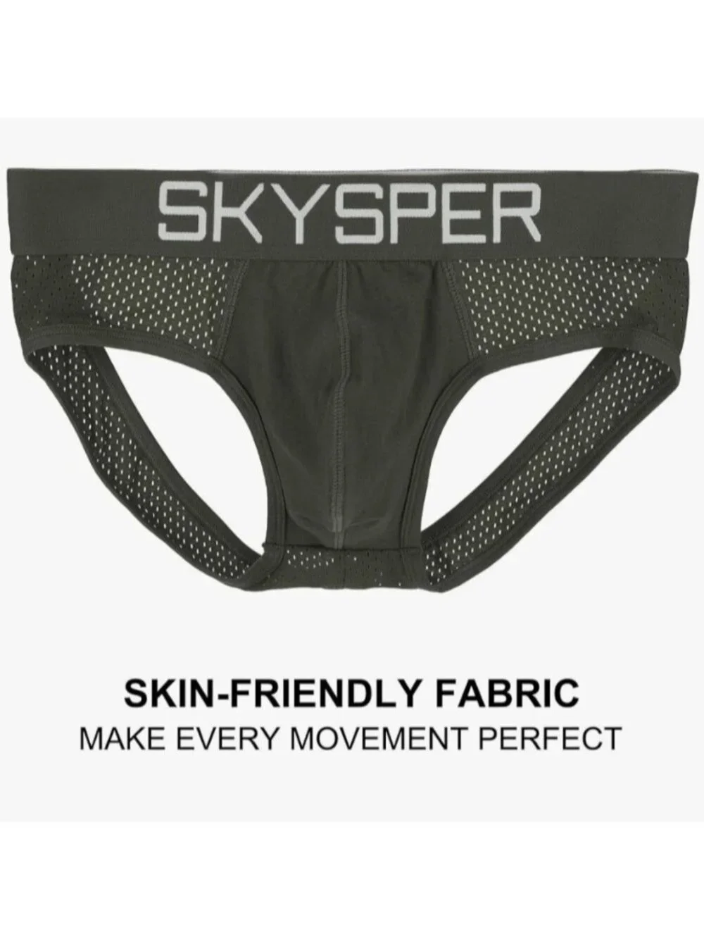 SKYSPER Men Jockstrap Male Black Thong Underwear Size Medium